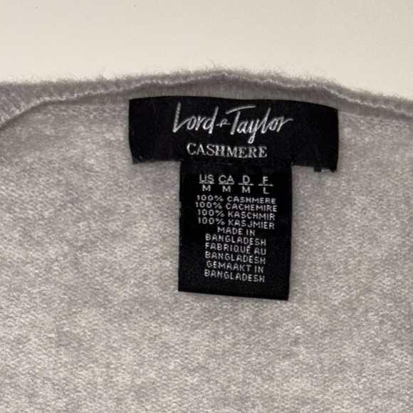 Lord & Taylor Grey Cashmere V-Neck Sweater - Picture 2 of 3